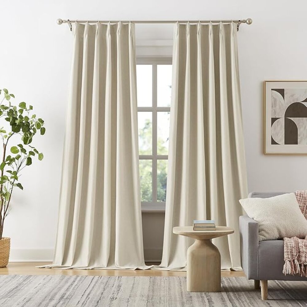 DUALIFE 102 Inch Curtains Cabin & Drapes 2 Panels Pinch Pleated Custom Blackout